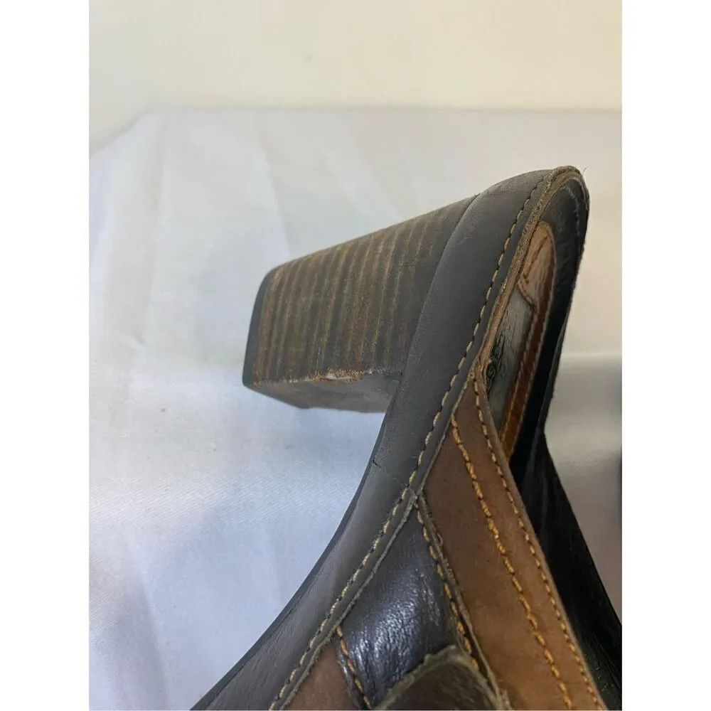 CLARKS Artisan Size 10 Brown Leather Heeled Mule